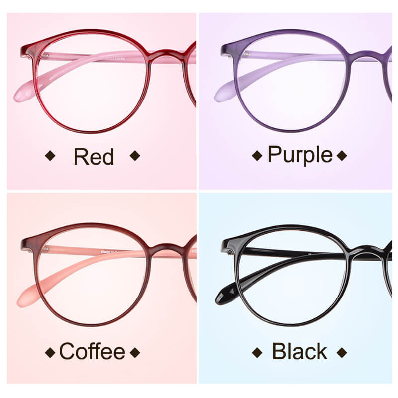 Blue Light Glasses Round Comfortable Lightweight Multiple Lens Strengths