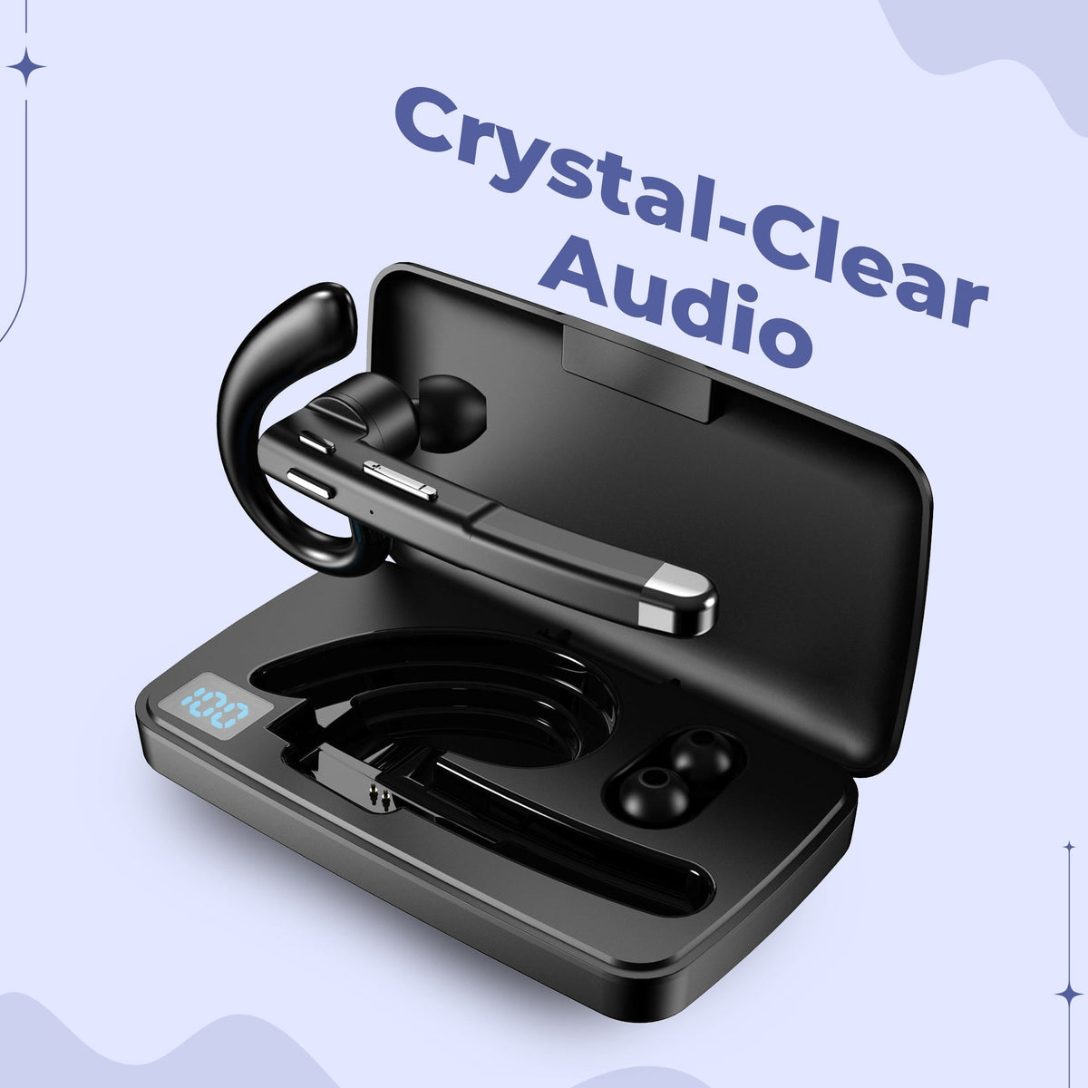 Bluetooth Headset Dual Microphone Noise Cancelling 72-Hour Battery