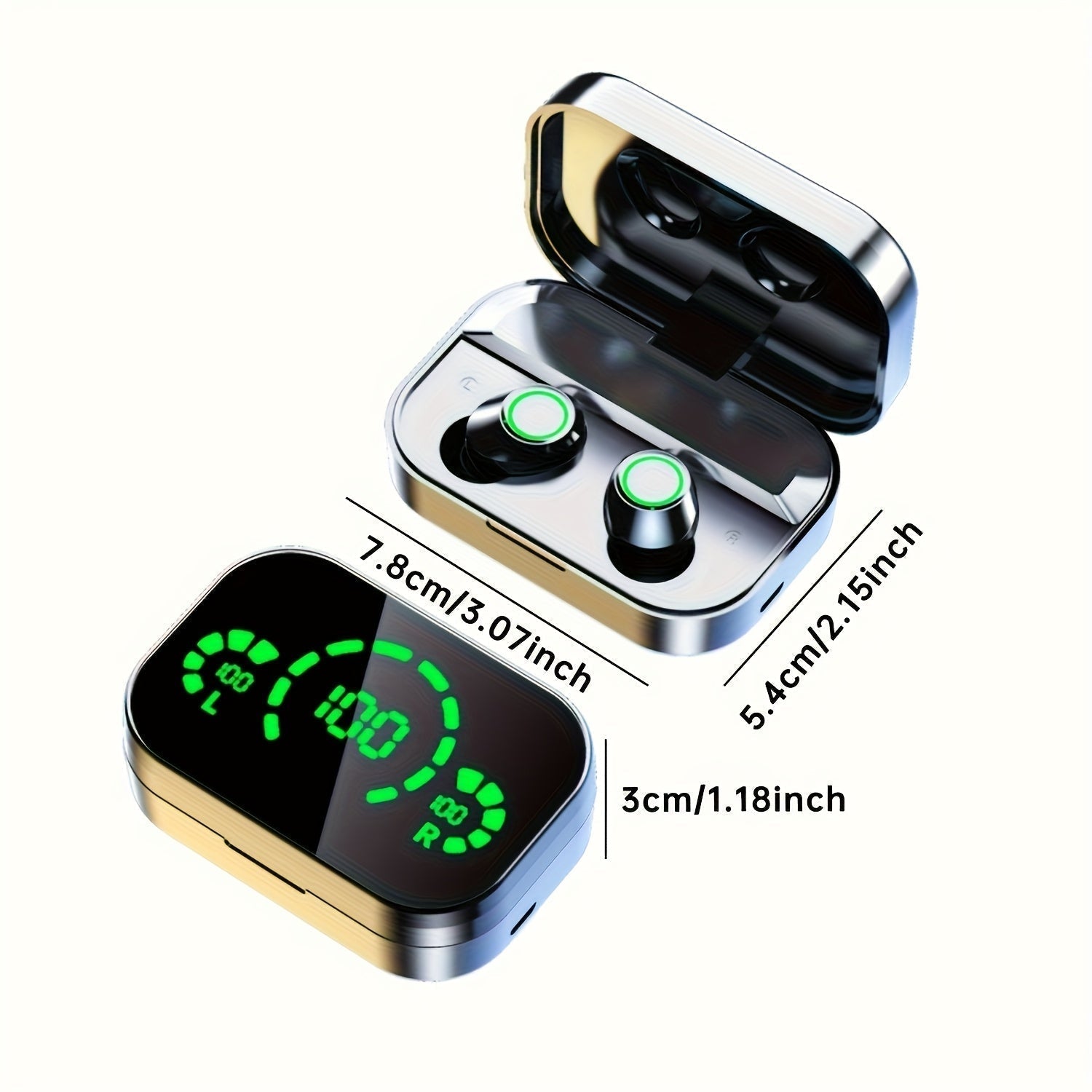 Bluetooth In-Ear Headphones LED Charging Case & Touch Controls