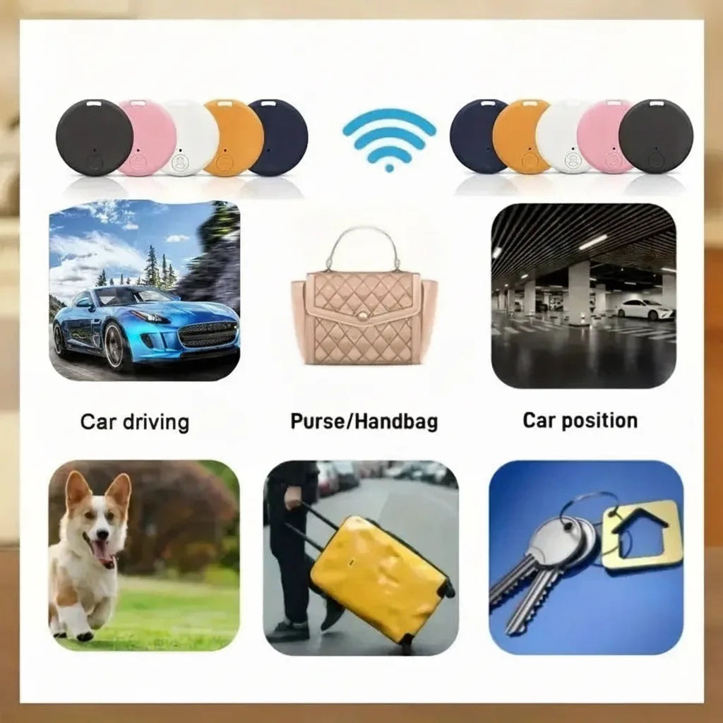 Bluetooth Tracker Flat Round Loud Alarm Set of 2