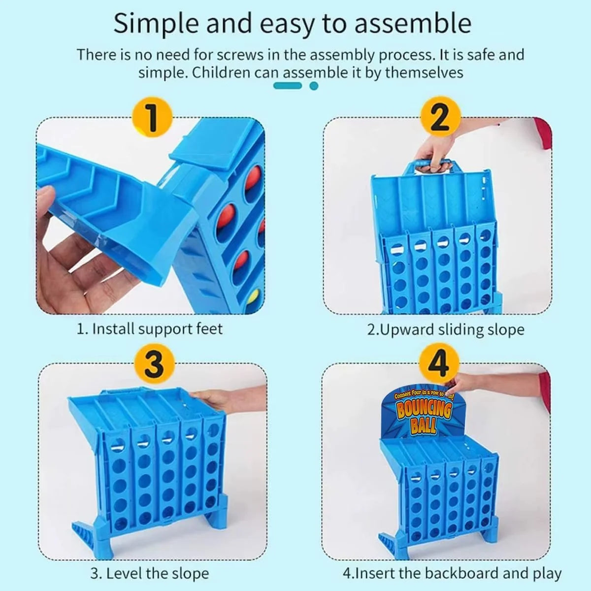 Board Game Four-in-a-Row Compact & Portable