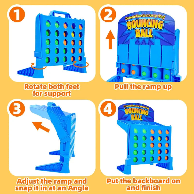 Board Game Four-in-a-Row Compact & Portable