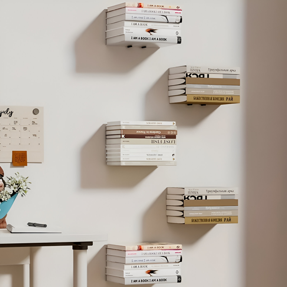 Book Holder Invisible Floating Painted Iron Set of 2