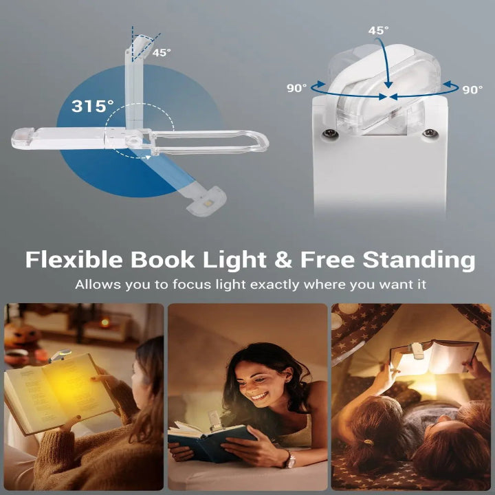 Book Light USB Rechargeable Flexible Neck Warm & Bright LED
