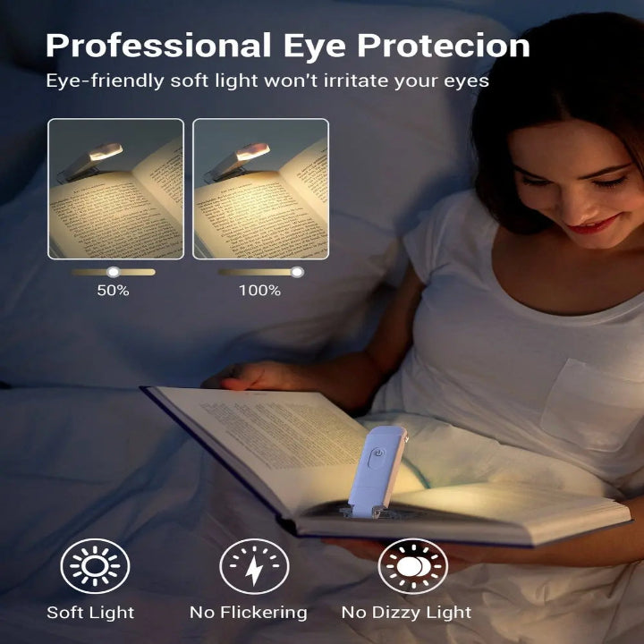 Book Light USB Rechargeable Flexible Neck Warm & Bright LED