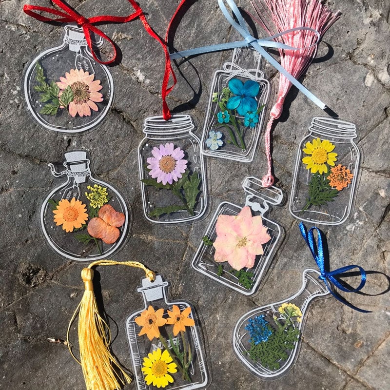 Bookmarks Acrylic Real Dried Flowers Set of 30