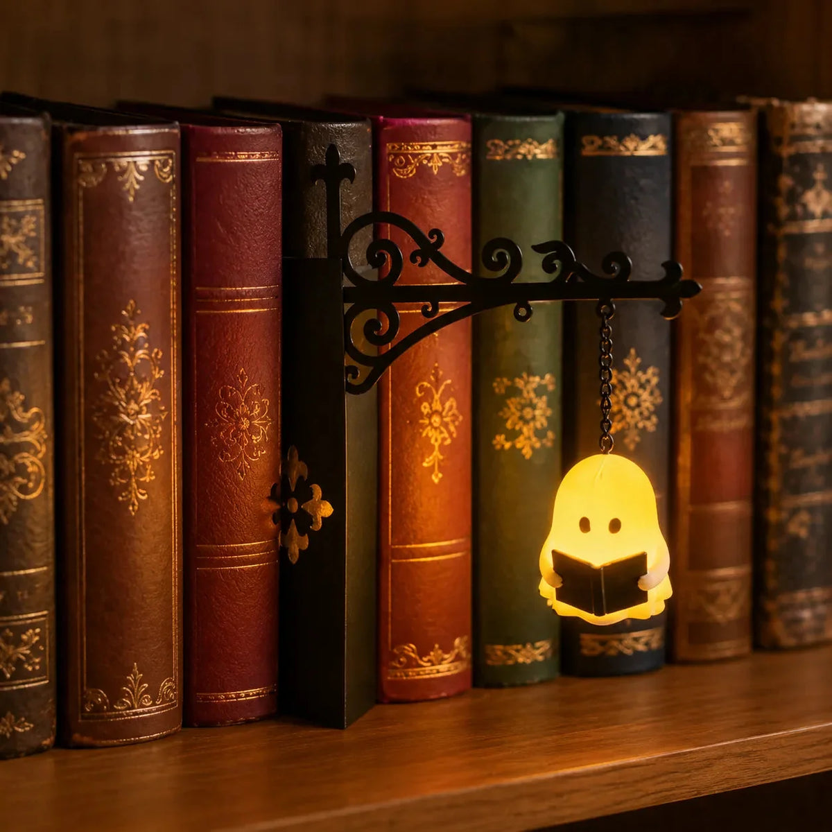Bookshelf Lantern Slim Metal Battery Operated Warm LED