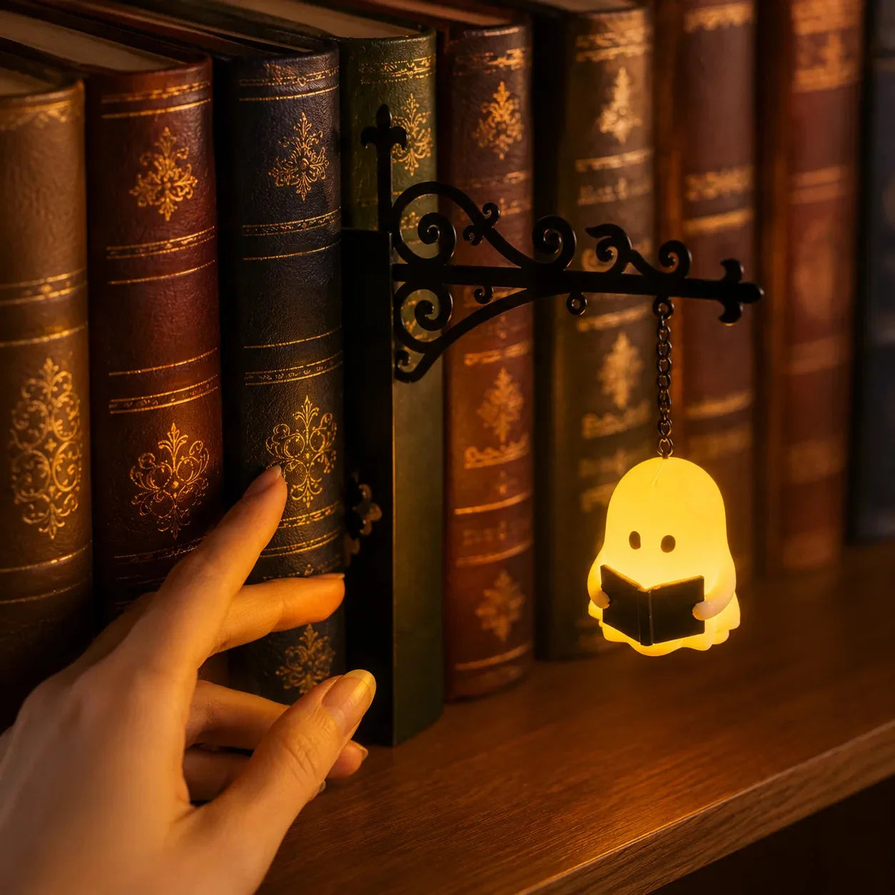 Bookshelf Lantern Slim Metal Battery Operated Warm LED