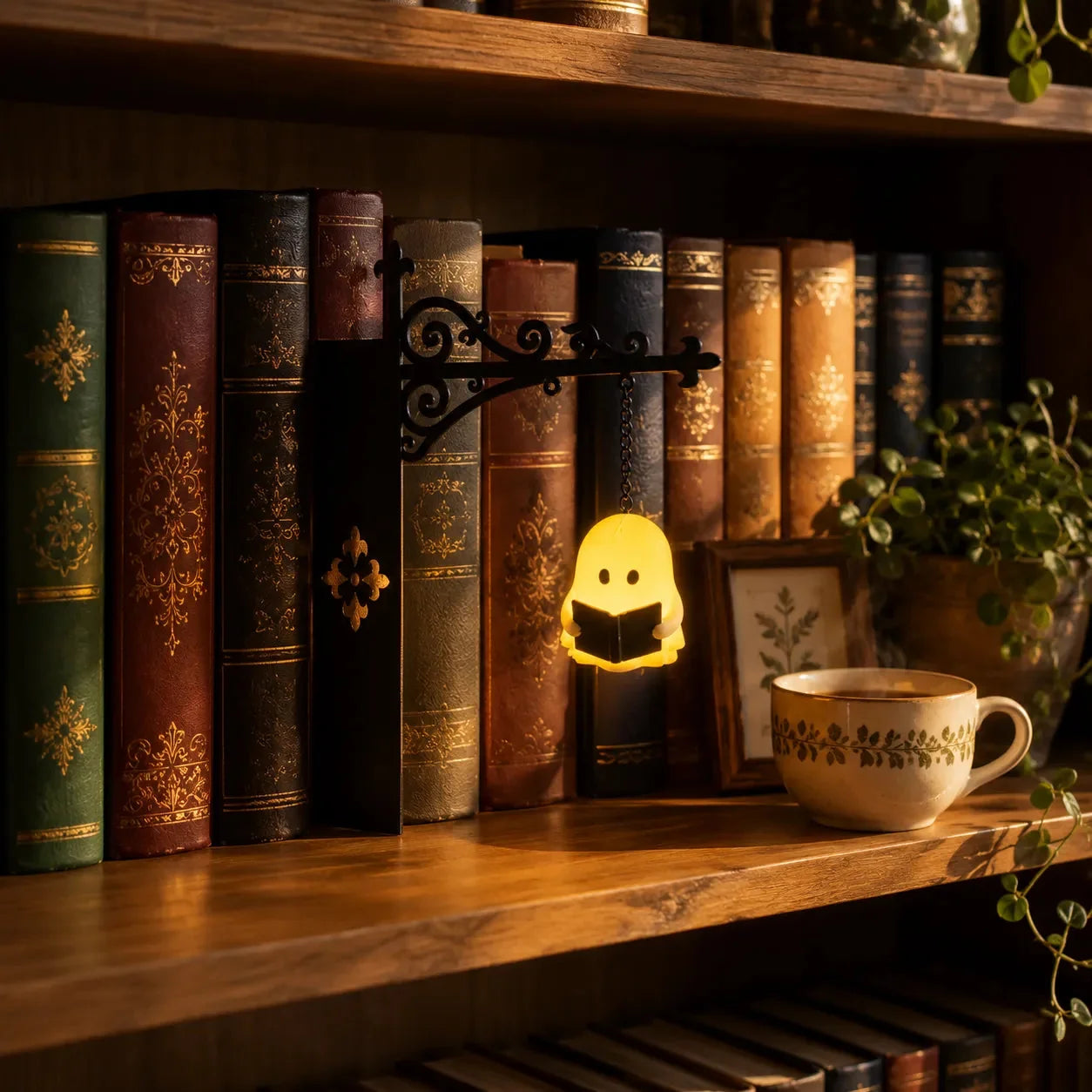 Bookshelf Lantern Slim Metal Battery Operated Warm LED