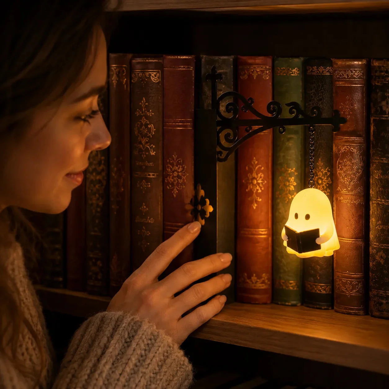 Bookshelf Lantern Slim Metal Battery Operated Warm LED