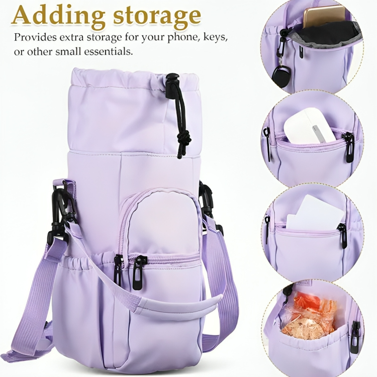 Bottle Crossbody Bag Water-Repellent Nylon Adjustable Strap