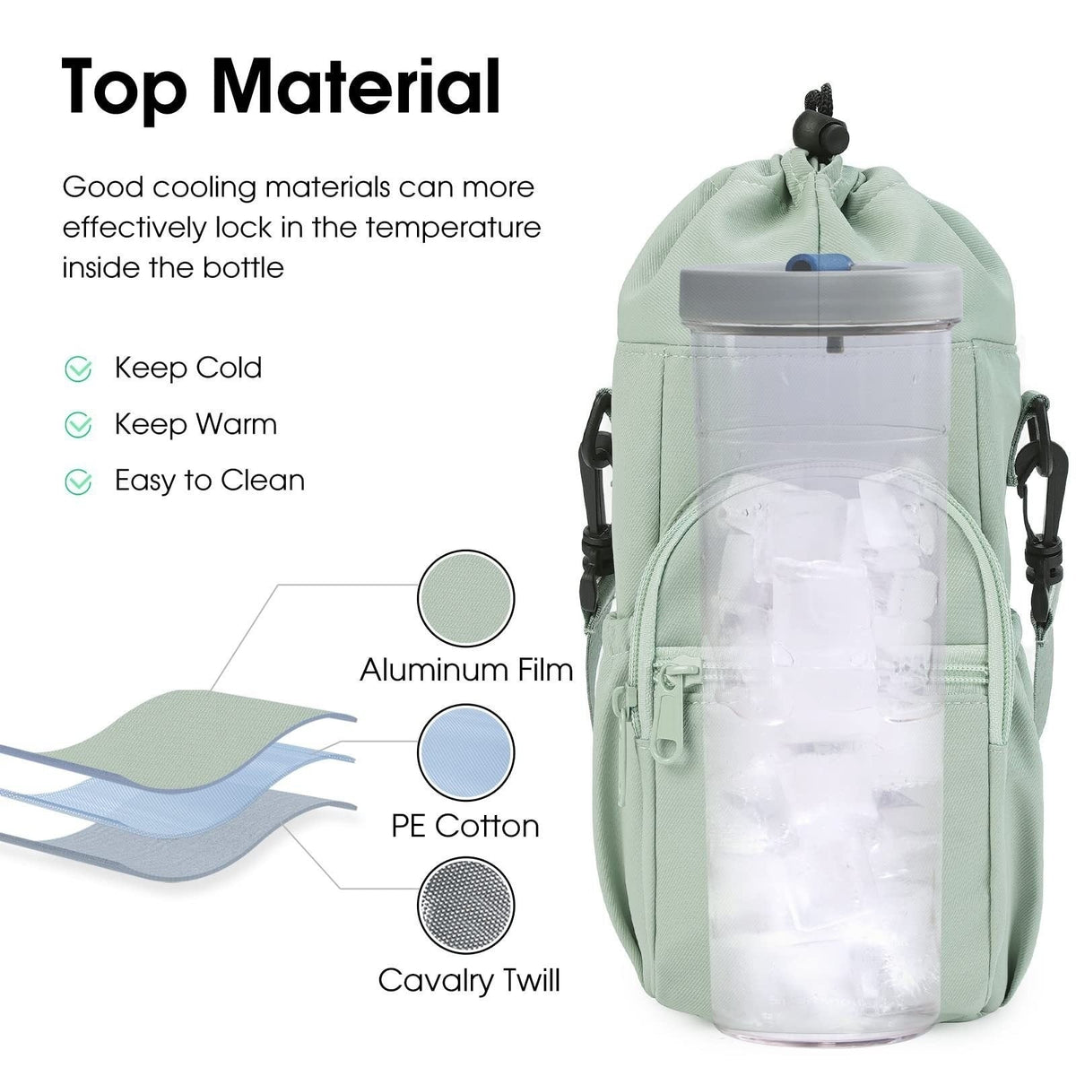Bottle Crossbody Bag Water-Repellent Nylon Adjustable Strap