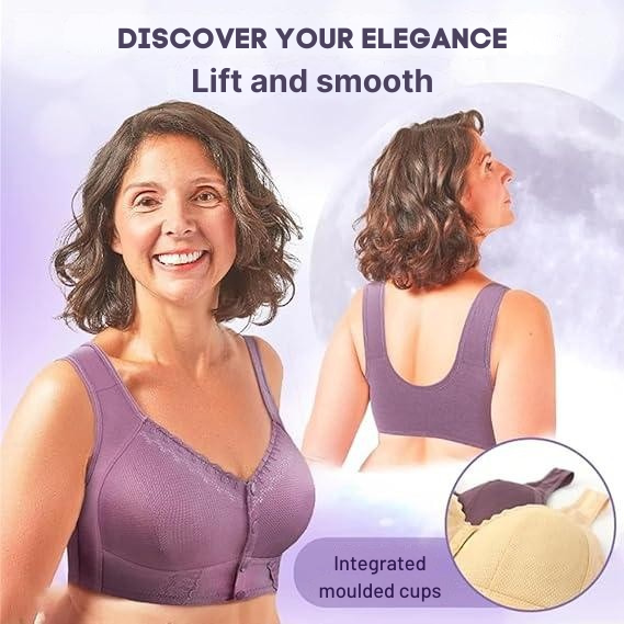 Bra Front Button Closure Wireless & Soft Breathable Cotton