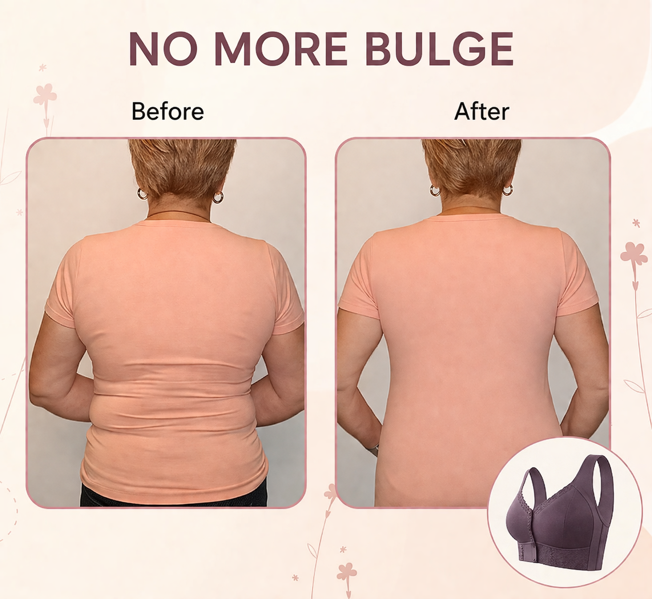Bra Front Button Closure Wireless & Soft Breathable Cotton