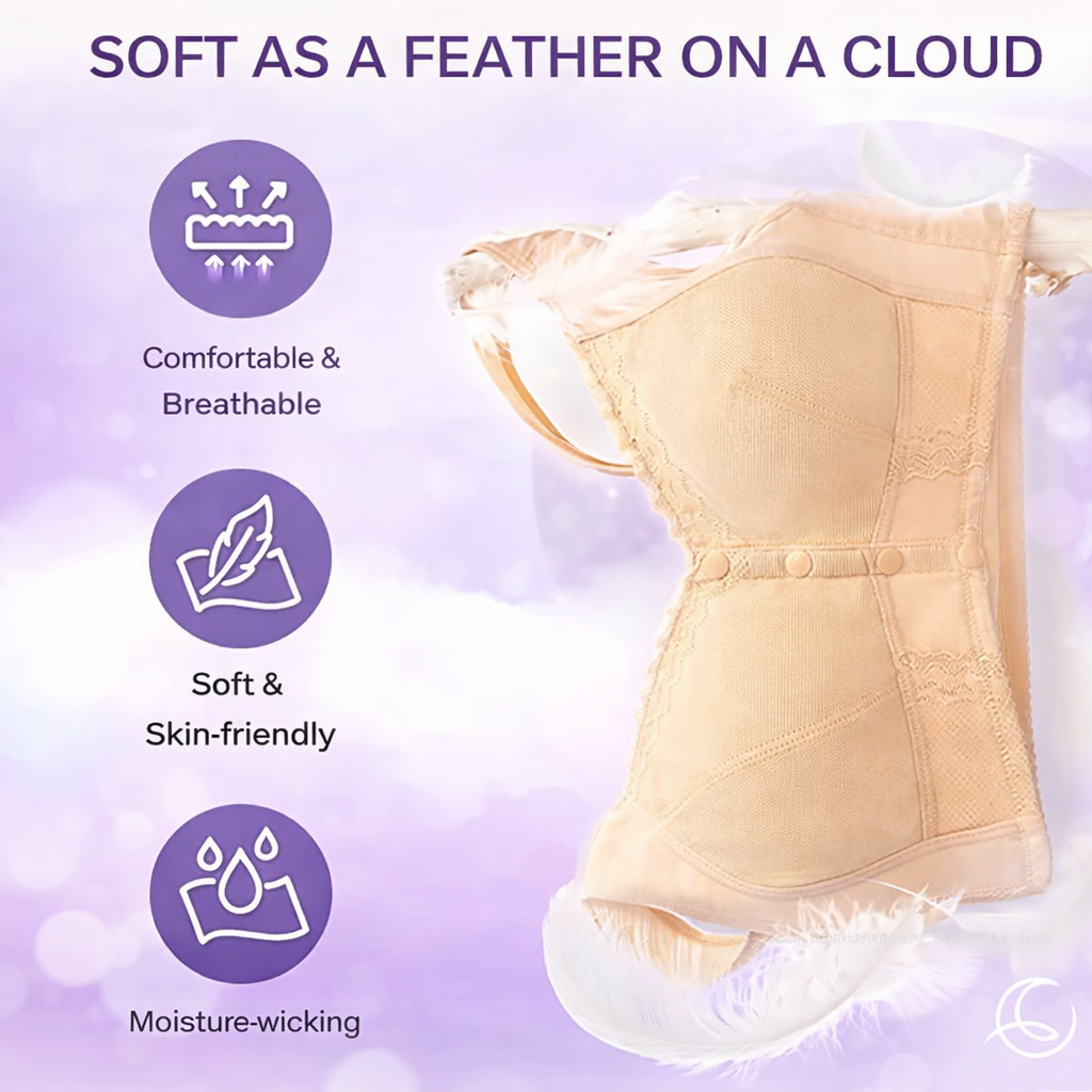 Bra Front Button Closure Wireless & Soft Breathable Cotton