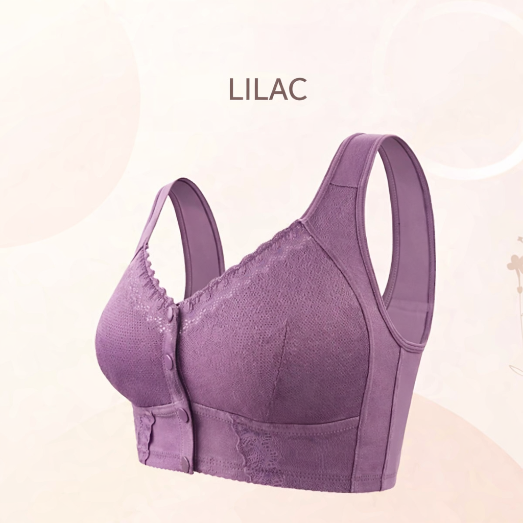 Bra Front Button Closure Wireless & Soft Breathable Cotton