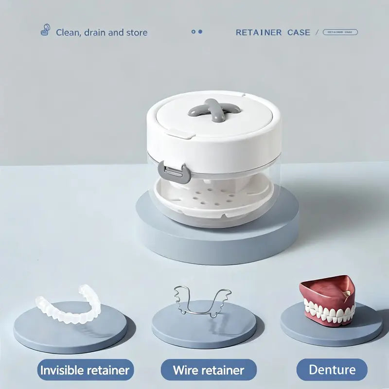 Braces Storage Box Leak-Proof Removable Tray & Mirror