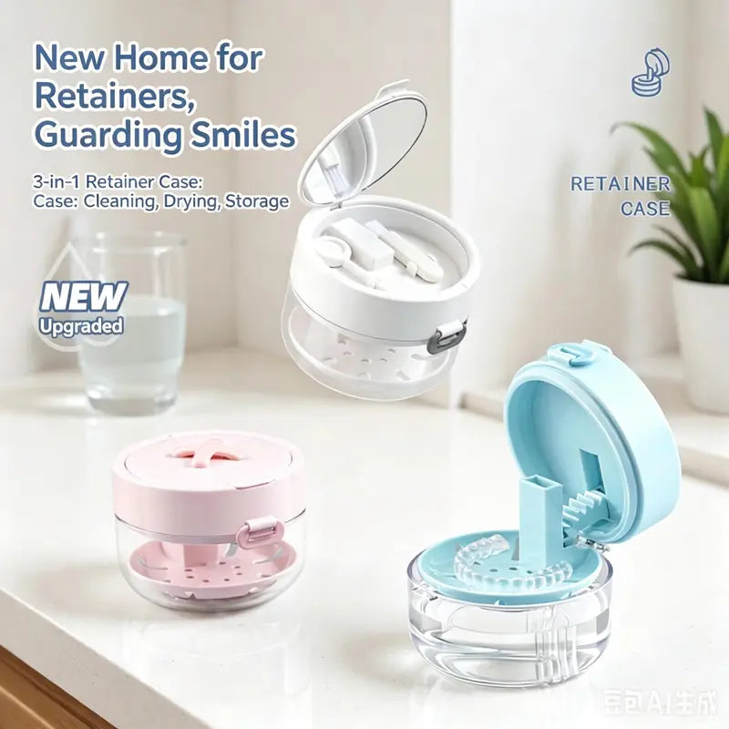 Braces Storage Box Leak-Proof Removable Tray & Mirror