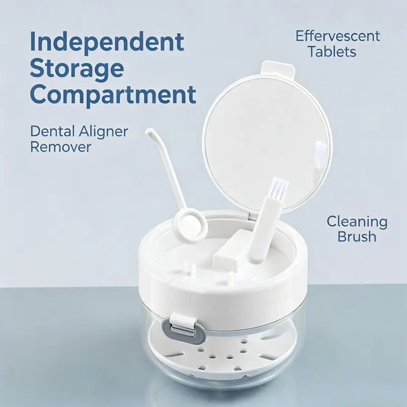 Braces Storage Box Leak-Proof Removable Tray & Mirror