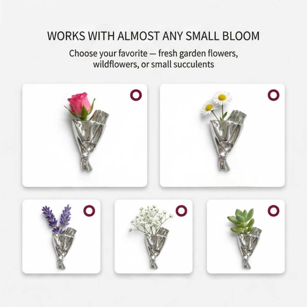 Brooch Mini Vase Opening Polished Alloy & Fabric Friendly