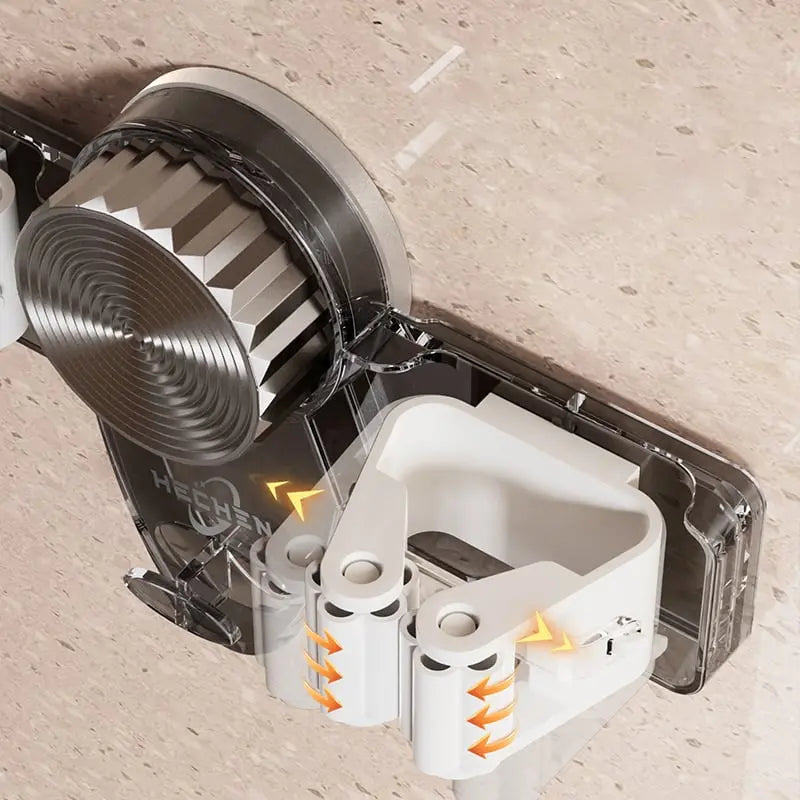 Broom & Mop Holder No-Drill Suction Auto-Grip