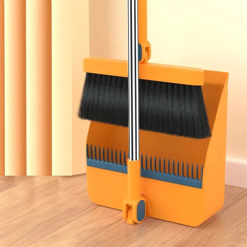Broom Set Self-Cleaning Bristles Height-Adjustable Handle