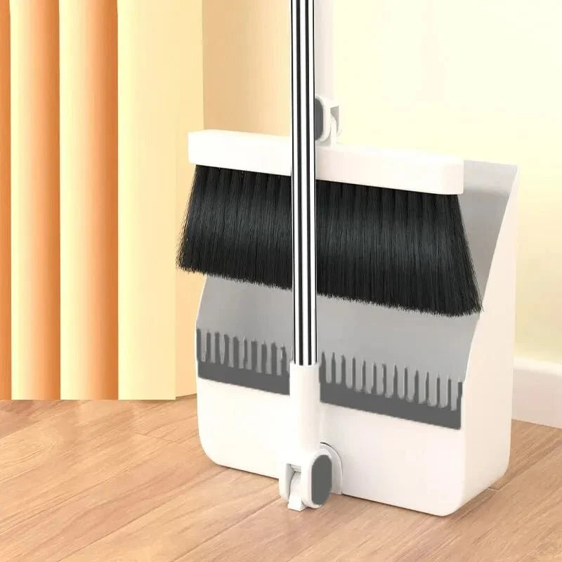 Broom and Dustpan Set Self-Cleaning 360° Rotating Adjustable Handle