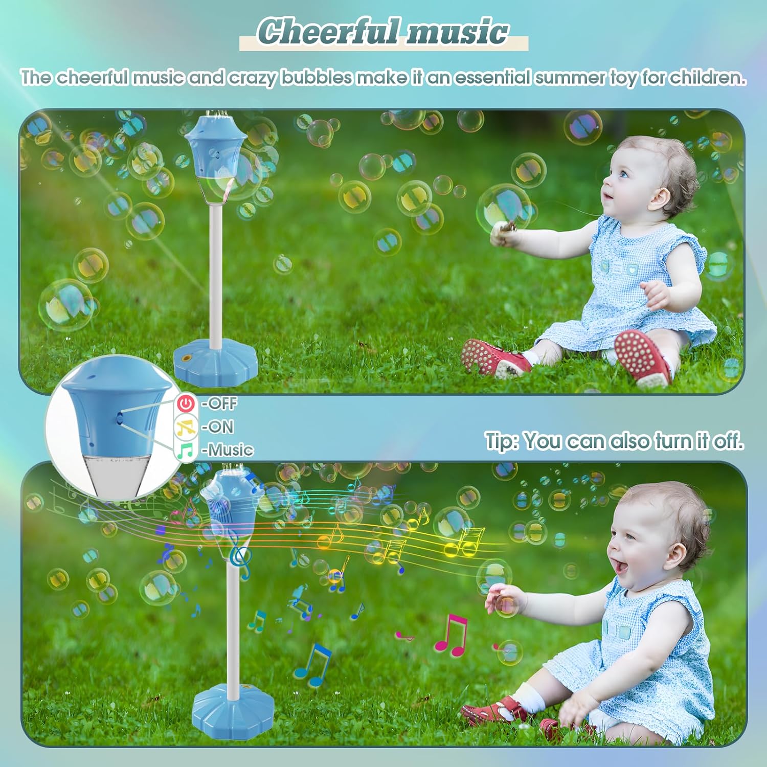 Bubble Machine Rechargeable Colorful LED 10,000 Bubbles Per Minute