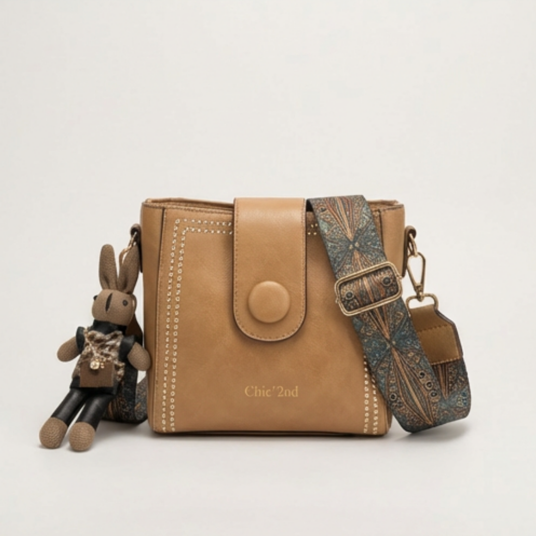 Bucket Crossbody Bag Vintage PU Leather Adjustable Woven Strap