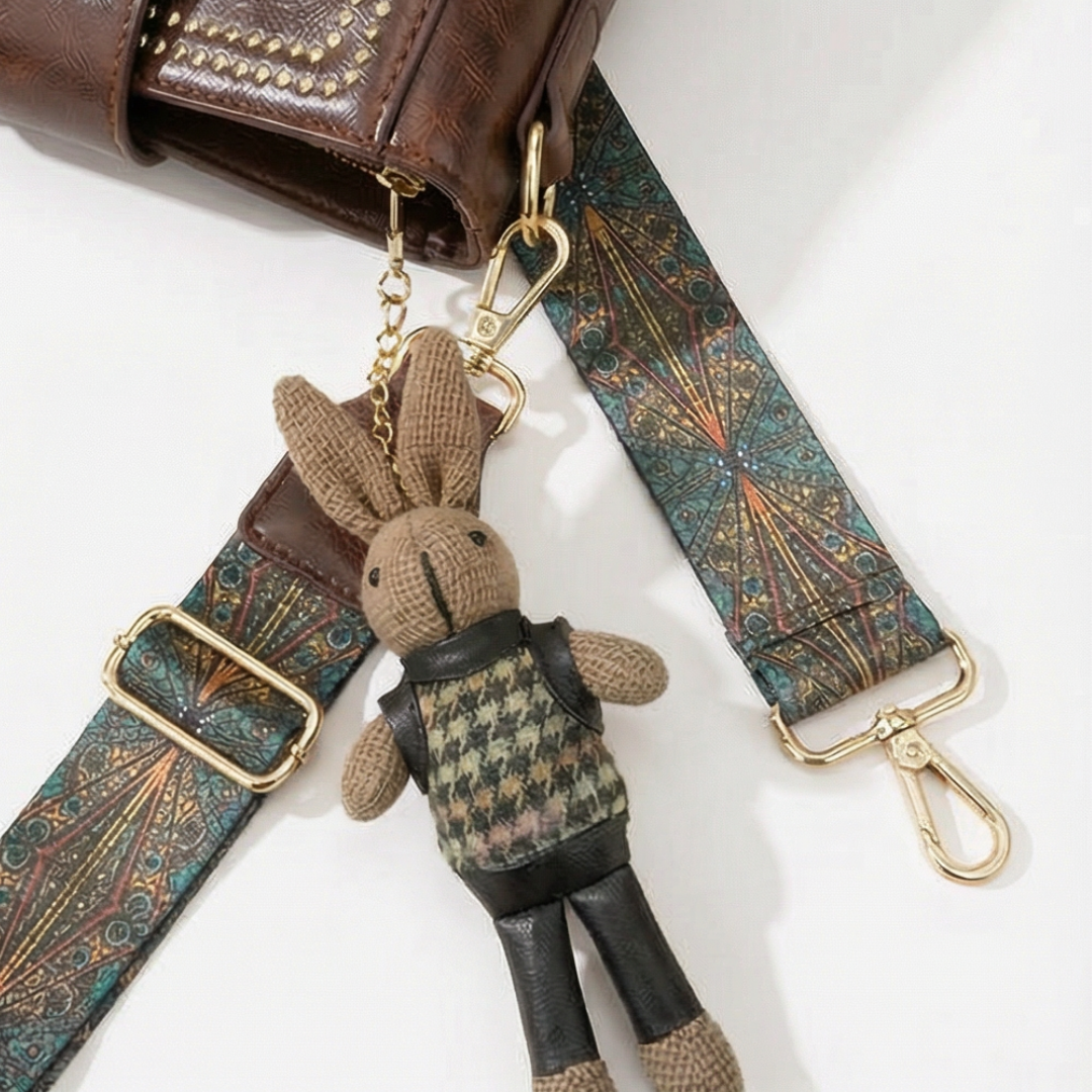 Bucket Crossbody Bag Vintage PU Leather Adjustable Woven Strap