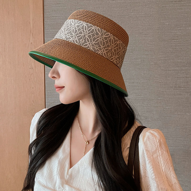 Bucket Hat Polyester-Cotton Blend Wide Brim Bow Detail