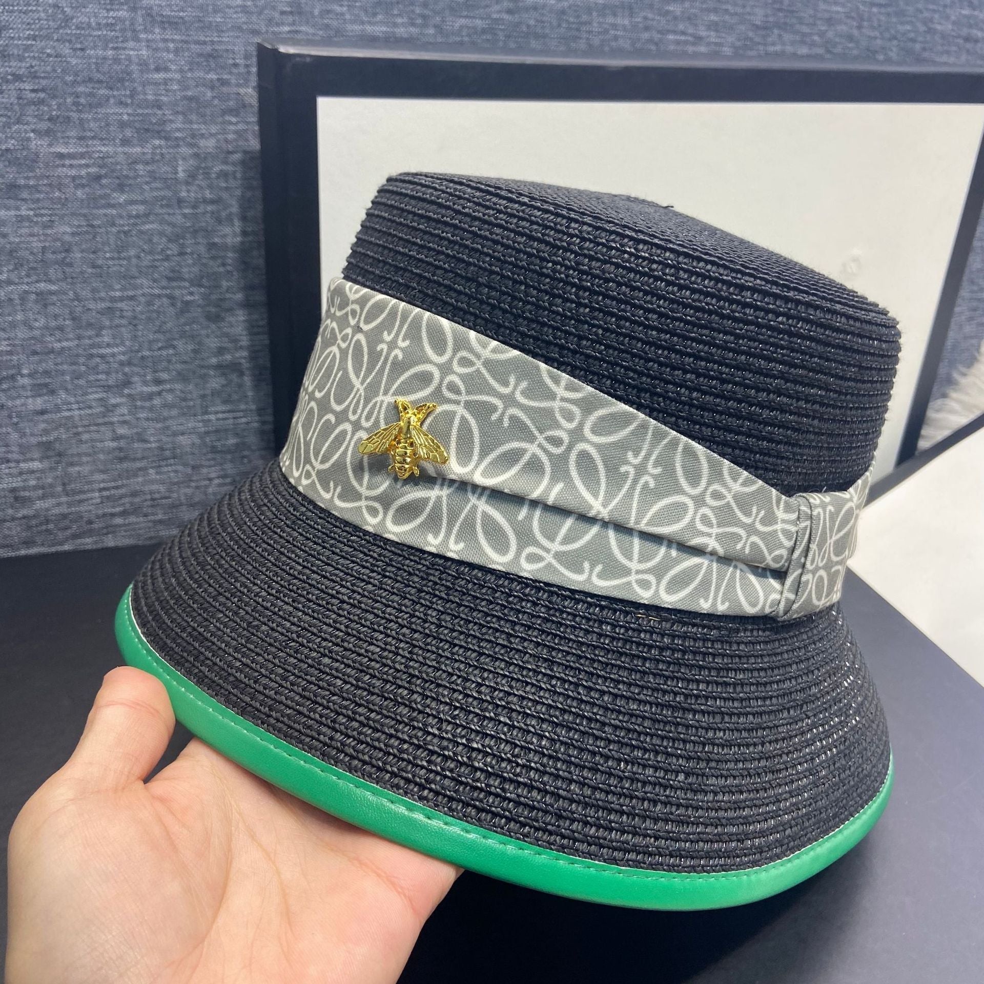 Bucket Hat Polyester-Cotton Blend Wide Brim Bow Detail
