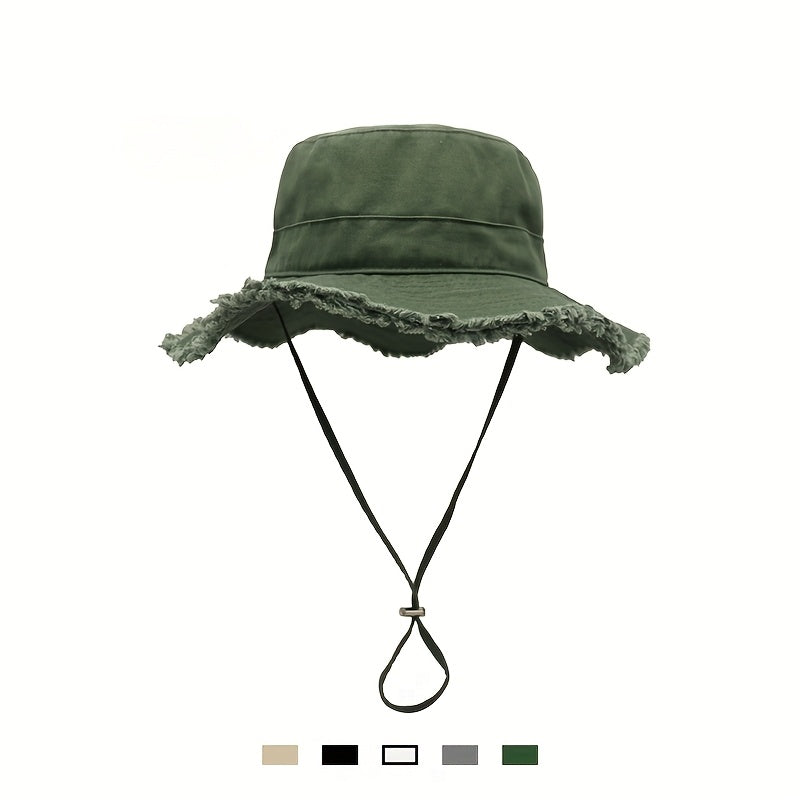 Bucket Hat Wide Brim UV Protection Adjustable Drawstring