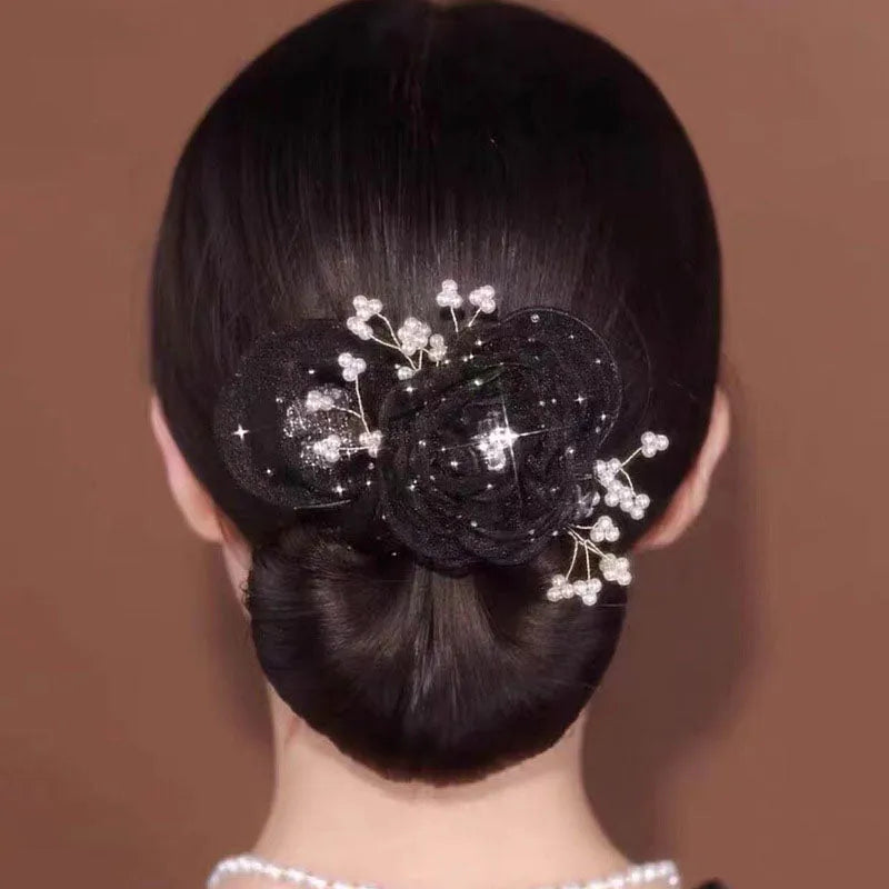 Bun Maker Floral Accent Soft Fabric & Flexible Wire