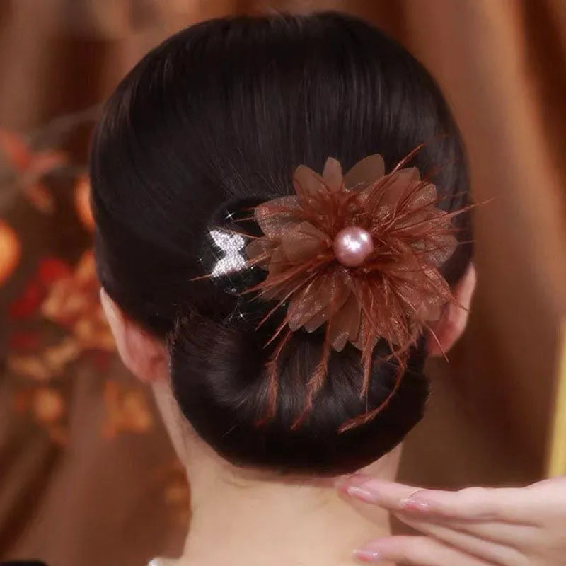 Bun Maker Floral Accent Soft Fabric & Flexible Wire