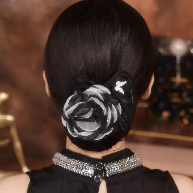 Bun Maker Floral Accent Soft Fabric & Flexible Wire