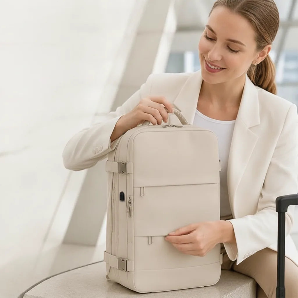 Business Backpack Suitcase-Style Opening USB Port 15.6-Inch Laptop
