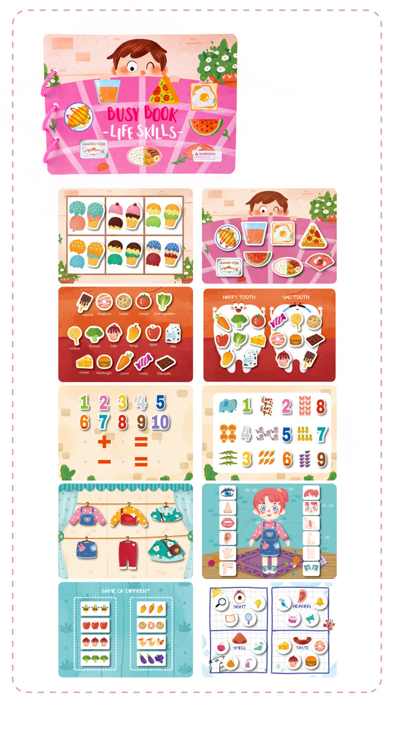 Busy Book Montessori Interactive Fine Motor Skills Ages 3+