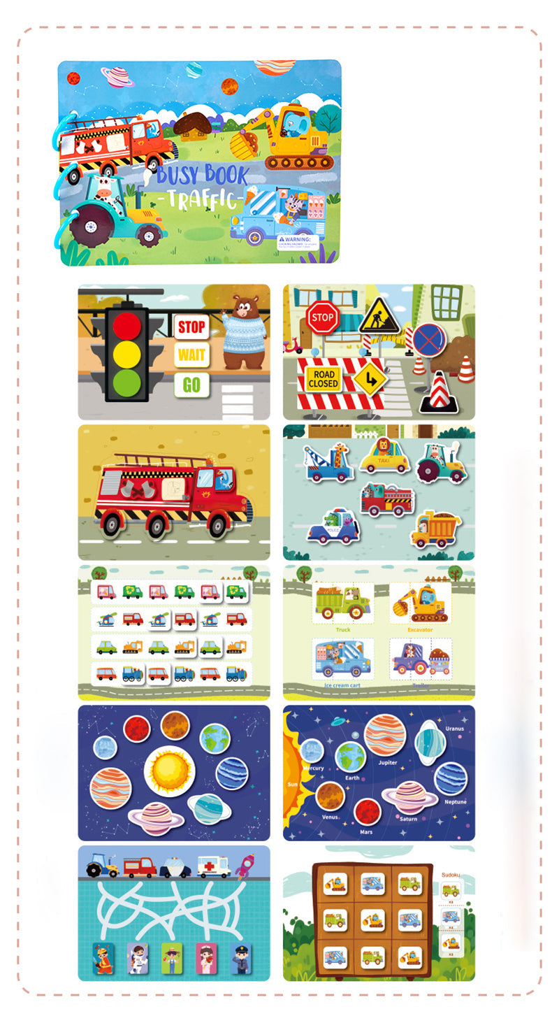 Busy Book Montessori Interactive Fine Motor Skills Ages 3+