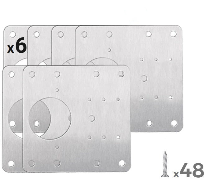 Cabinet Hinge Plate Set Stainless Steel Reinforcement Easy Installation