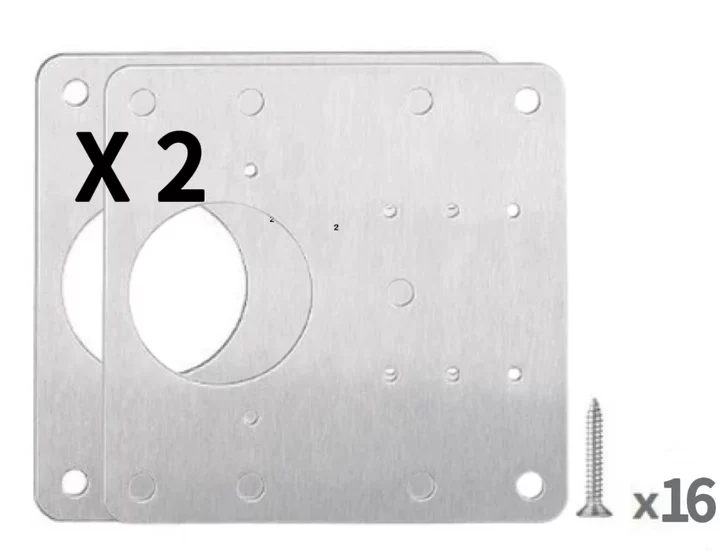 Cabinet Hinge Plate Set Stainless Steel Reinforcement Easy Installation