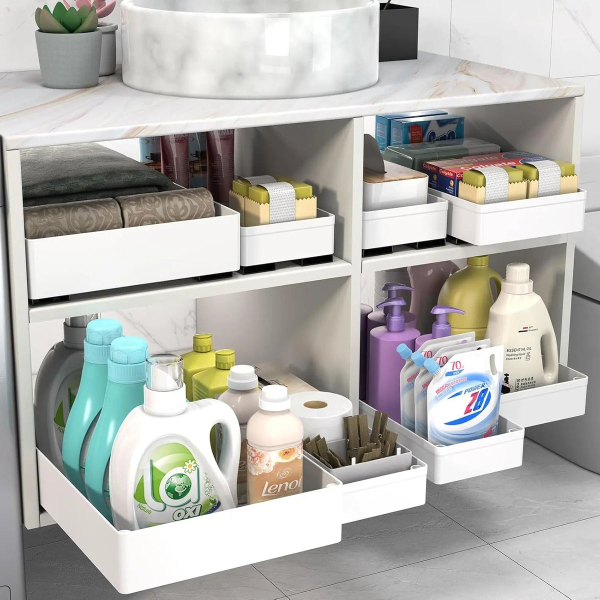 Cabinet Organizer Extendable Quiet Sliding Nano-Tape 55 lb Load