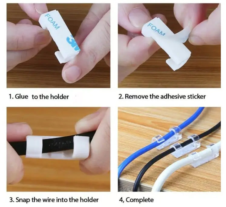 Cable Clips Self-Adhesive Strong Hold 20 Pack