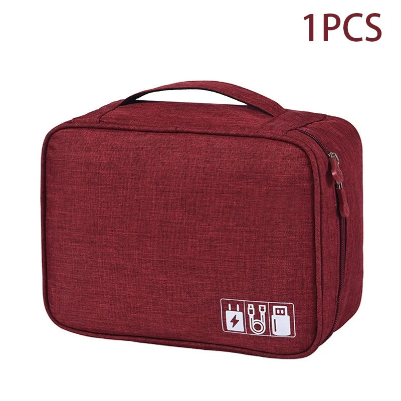 Cable Organizer Pouch Water-Resistant Multi-Compartment