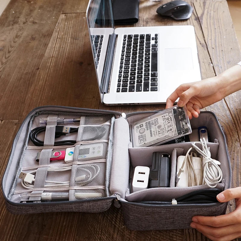 Cable Organizer Pouch Water-Resistant Multi-Compartment