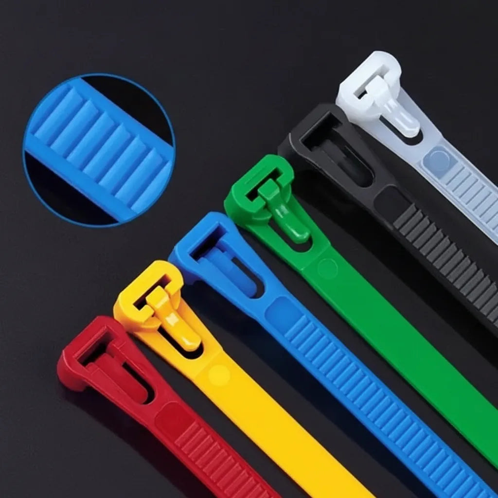 Cable Ties Reusable Self-Locking Nylon 100-Pack
