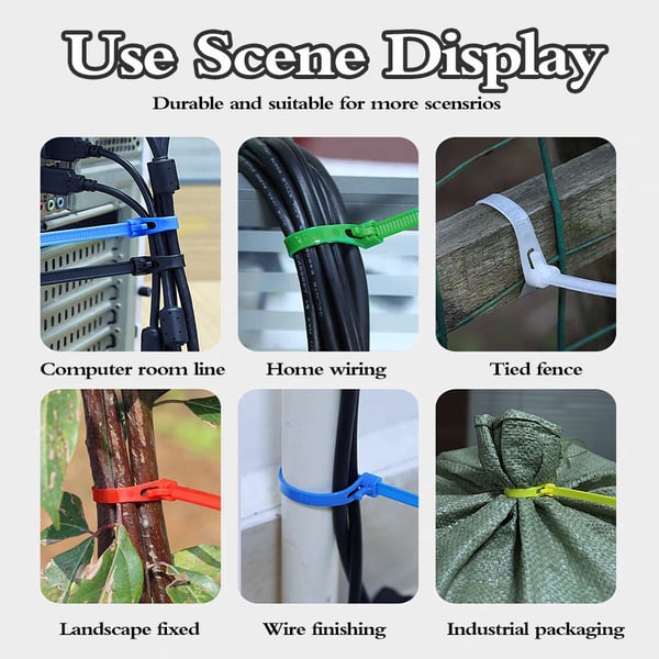 Cable Ties Reusable Self-Locking Nylon Set Of 100
