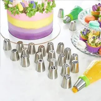 Cake Piping Nozzle Set Floral & Swirl Stainless Steel
