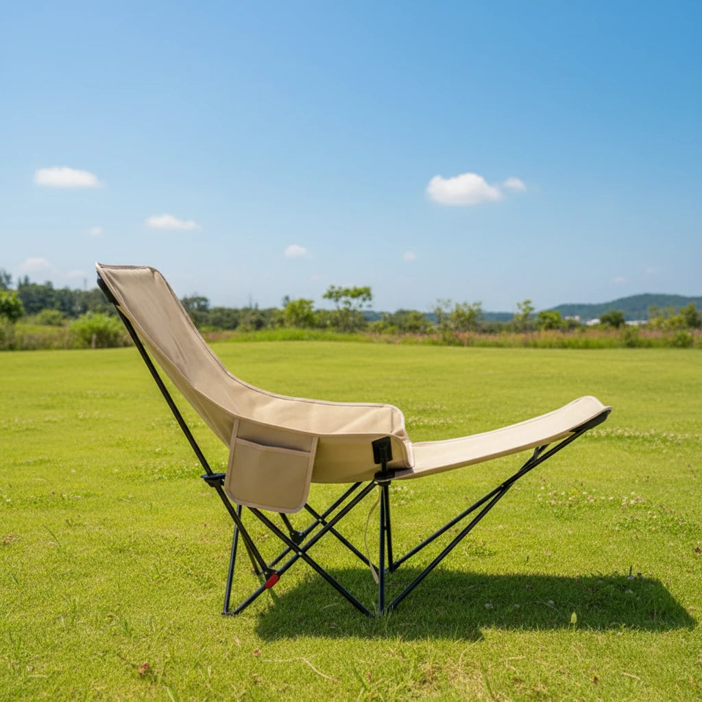 Camping Chair Foldable Integrated Footrest Carbon Steel Frame