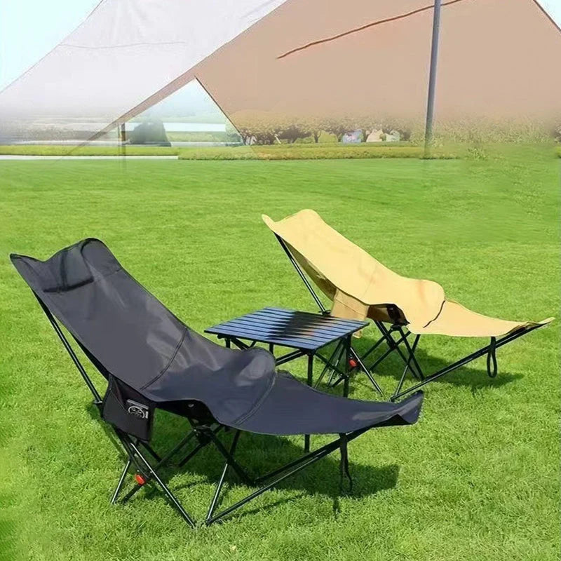 Camping Chair Foldable Integrated Footrest Carbon Steel Frame